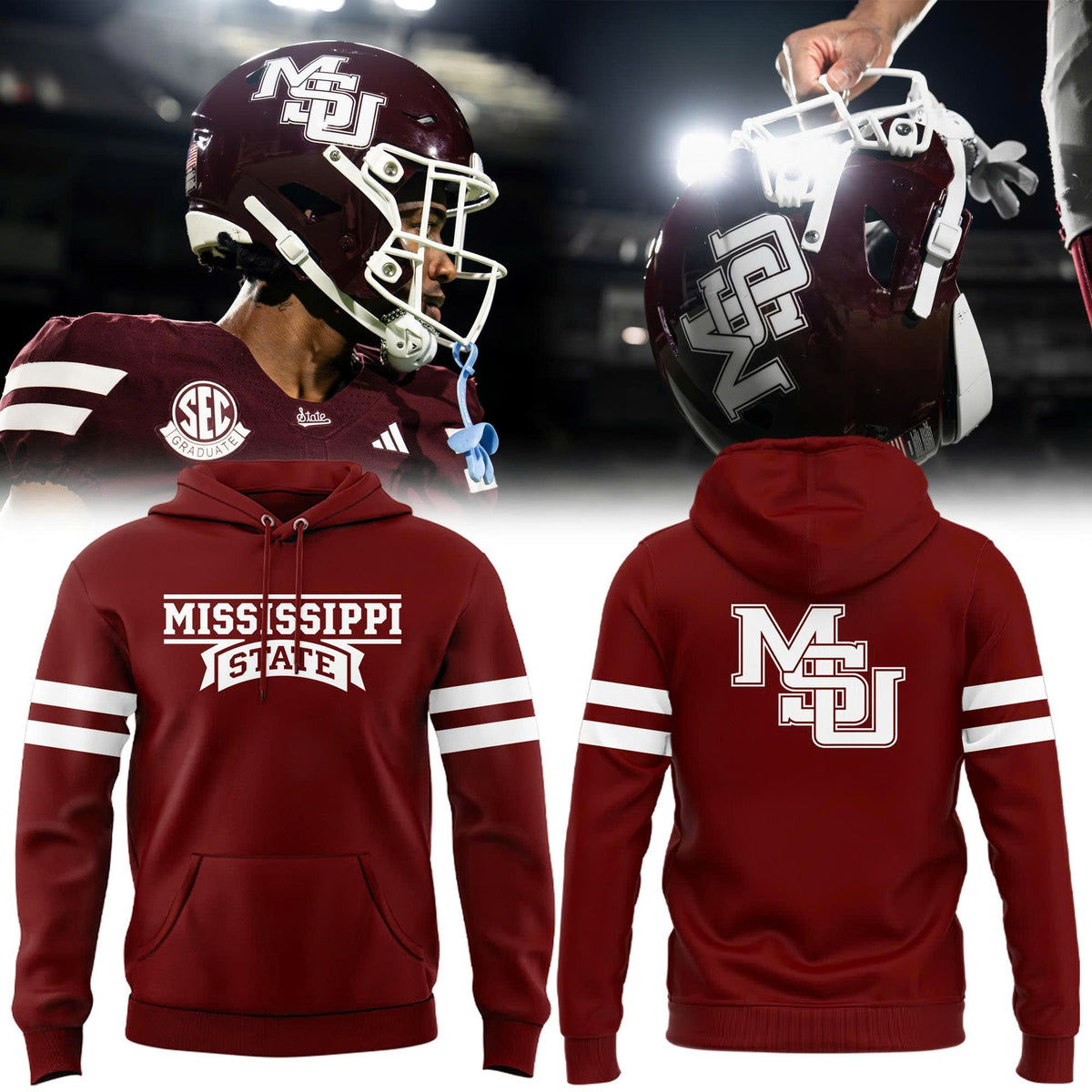 Special 2025 "Mississippi State Football" Uniform Hoodie.