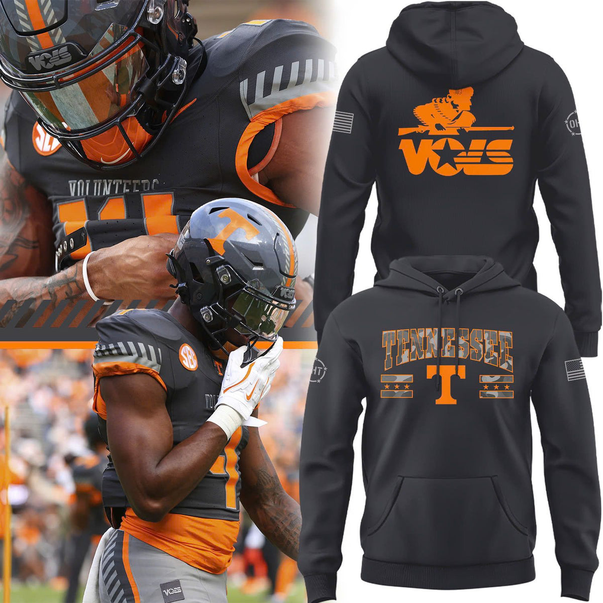 2025 Tennessee Volunteers Salute to Service Camo Hoodie.