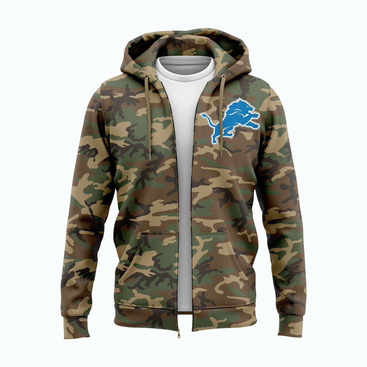 Unisex Camo Detroit Lions Salute to Service Zip Hoodie