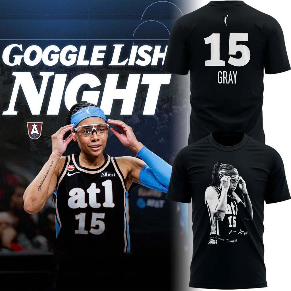 Atlanta Dream Allisha Gray "GOGGLE LISH NIGHT" T-Shirt