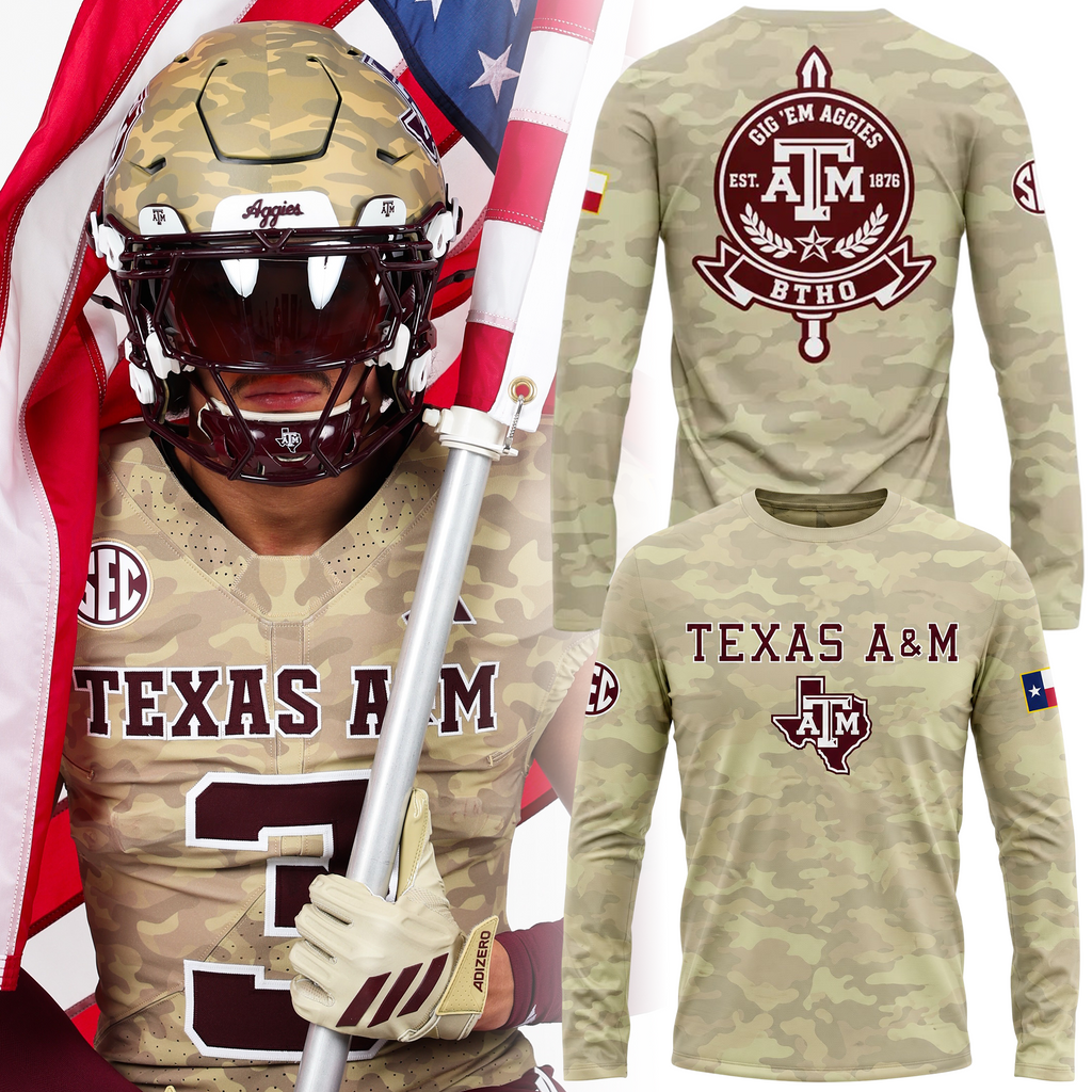 Limited Edition Long Tee Camo Texas A&M Football 2026