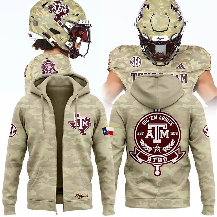 Limited Edition Hoodie Zip Camo Texas A&M Football 2026