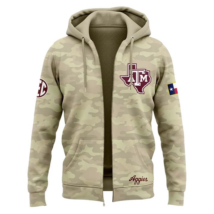 Limited Edition Hoodie Zip Camo Texas A&M Football 2026