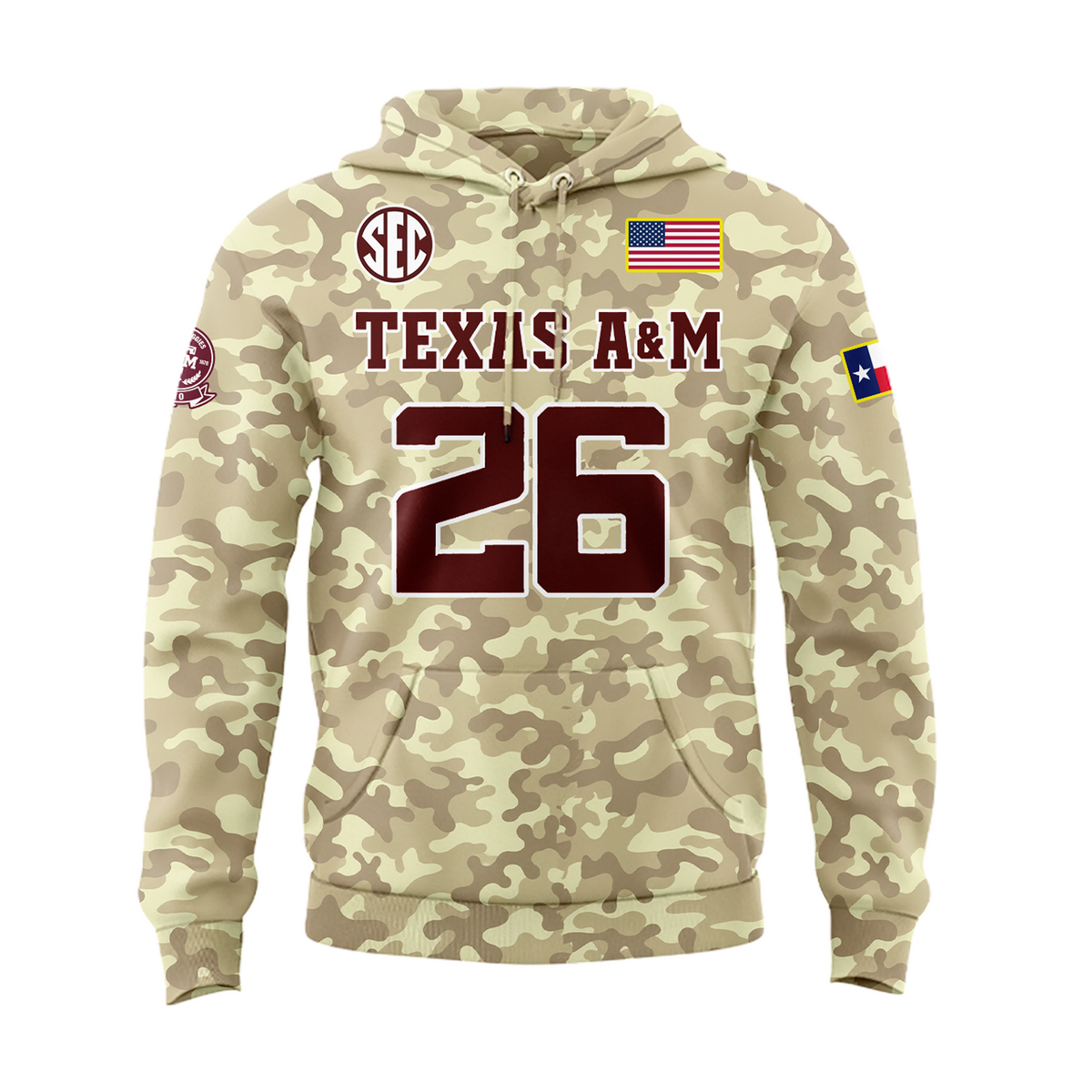 Limited Edition Hoodie Camo Texas A&M Football 2026.