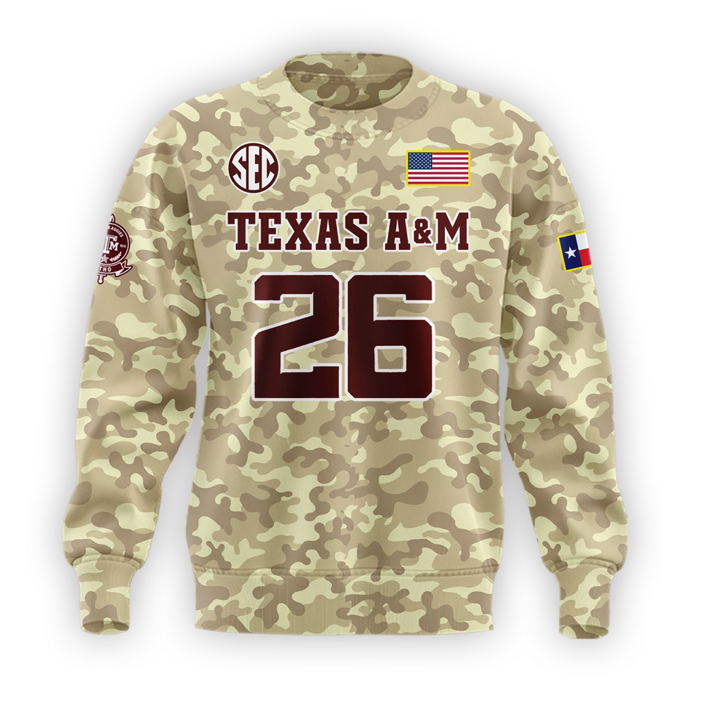 Limited Edition Sweatshirt Camo Texas A&M Football 2026.