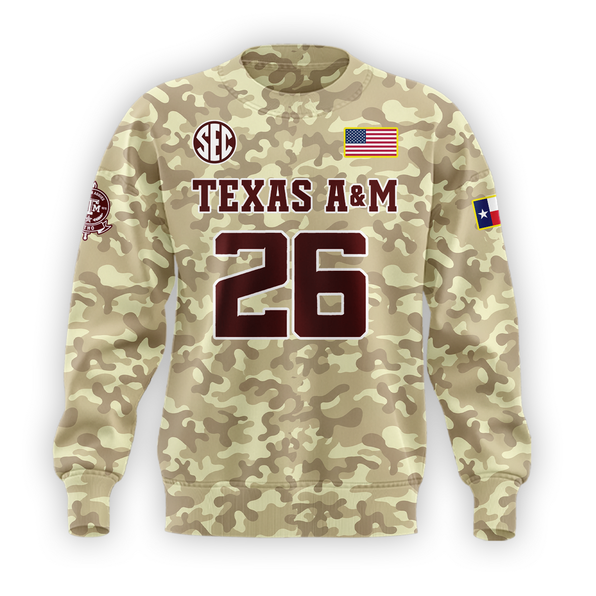 Limited Edition Sweatshirt Camo Texas A&M Football 2026.