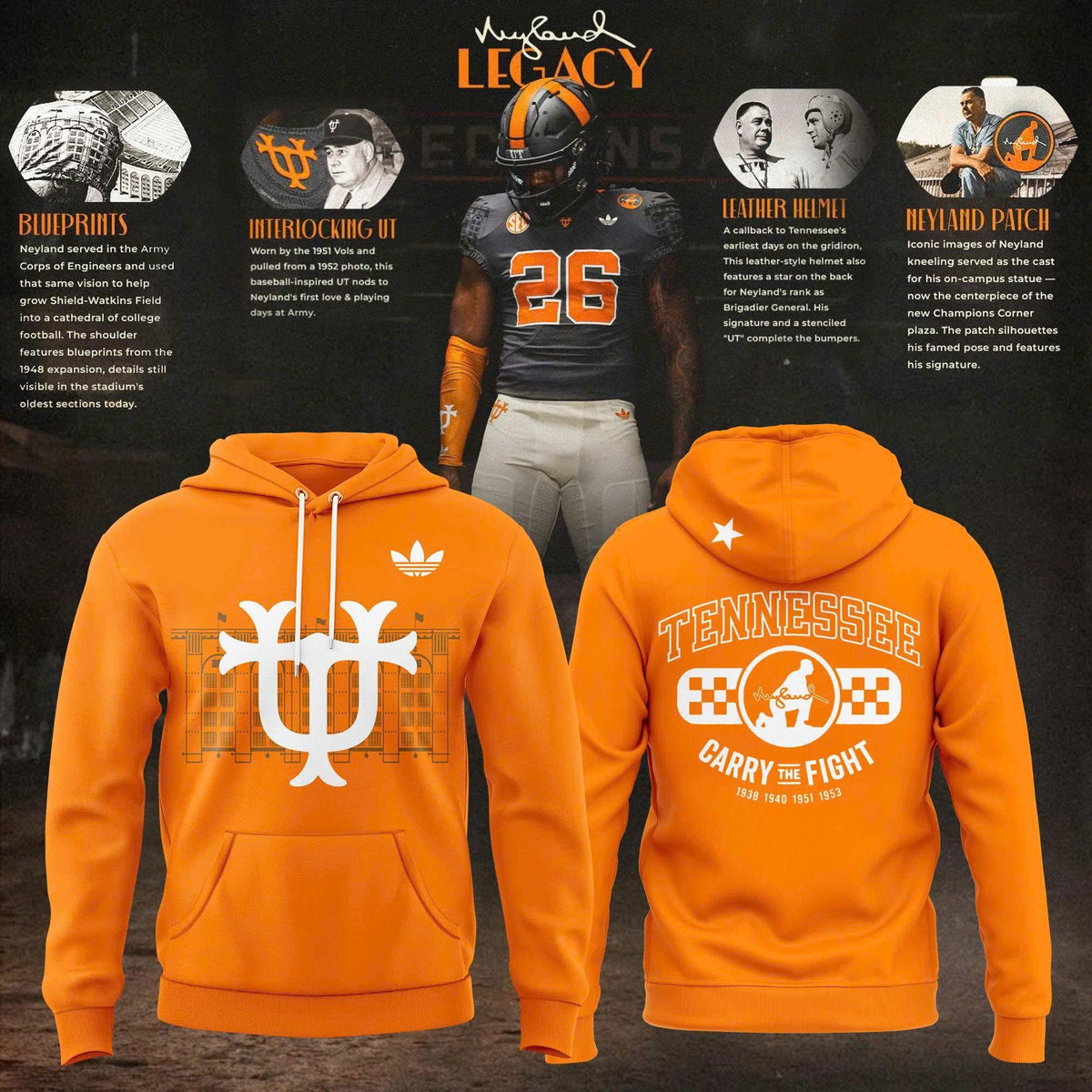 Unisex Orange Tennessee Football Neyland Legacy Limited Hoodie