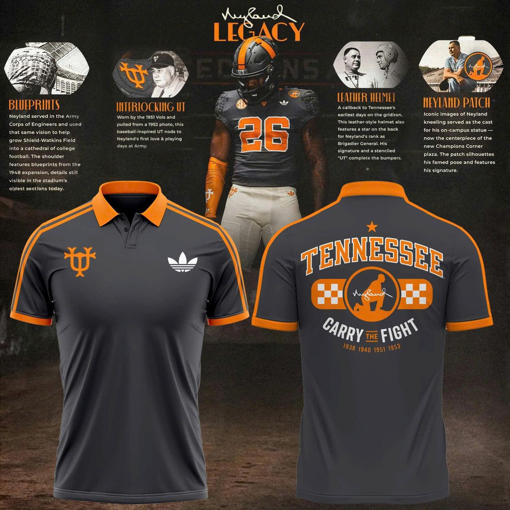 Unisex Adidas Smokey Grey Tennessee Football Neyland Legacy Polo Shirt