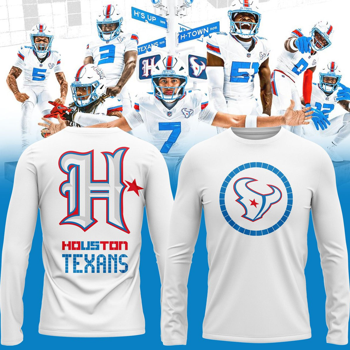 Houston Texans Rivalries By the H. For the H. 2026 Long Tee