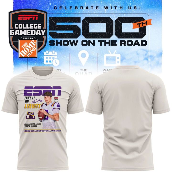 Sam Leavitt 500th College Game Day T-Shirt