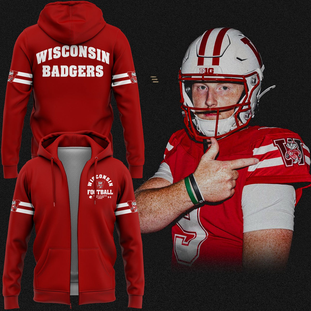 Exclusive Zip Hoodie Wisconsin Football