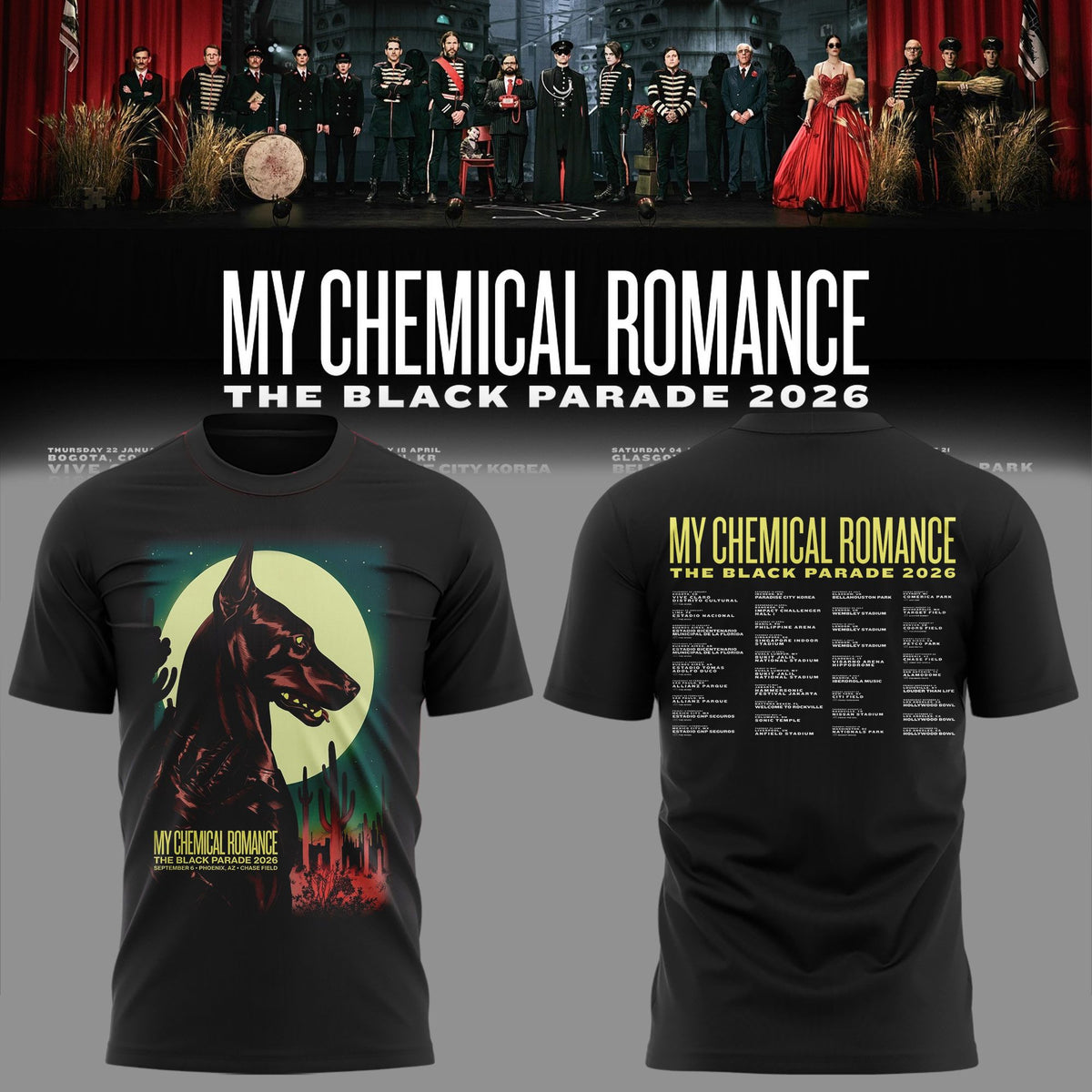 01. My Chemical Romance Exclusive Phoenix Event Shirt - The Black Parade 2026 T-Shirt