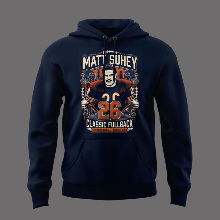 014. Navy Hoodie Matt Suhey - Chicago Bears Always and Forever - Thank You For Your Memories Hoodie