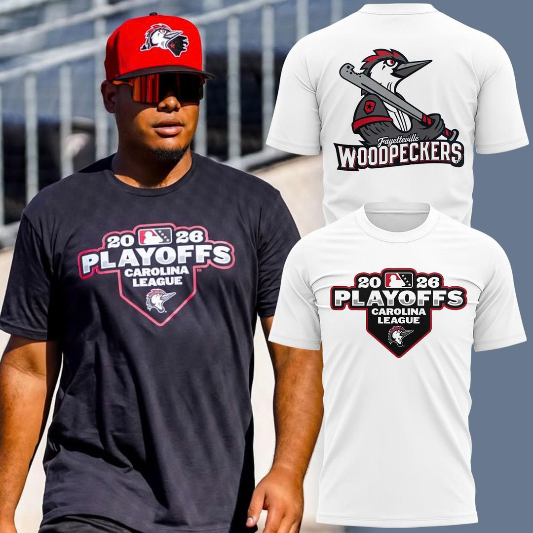 Fayetteville Woodpeckers Baseball 2026 Playoffs Graphic White T-Shirt