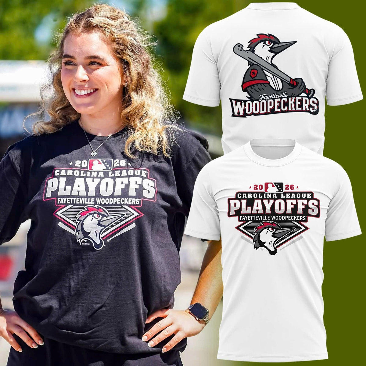 Fayetteville Woodpeckers 2026 Playoffs Carolina League T-Shirt - White Tee