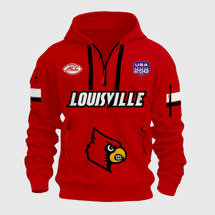 Limited Edition Louisville Cardinals football 2026 Quarter Zipper Hoodie