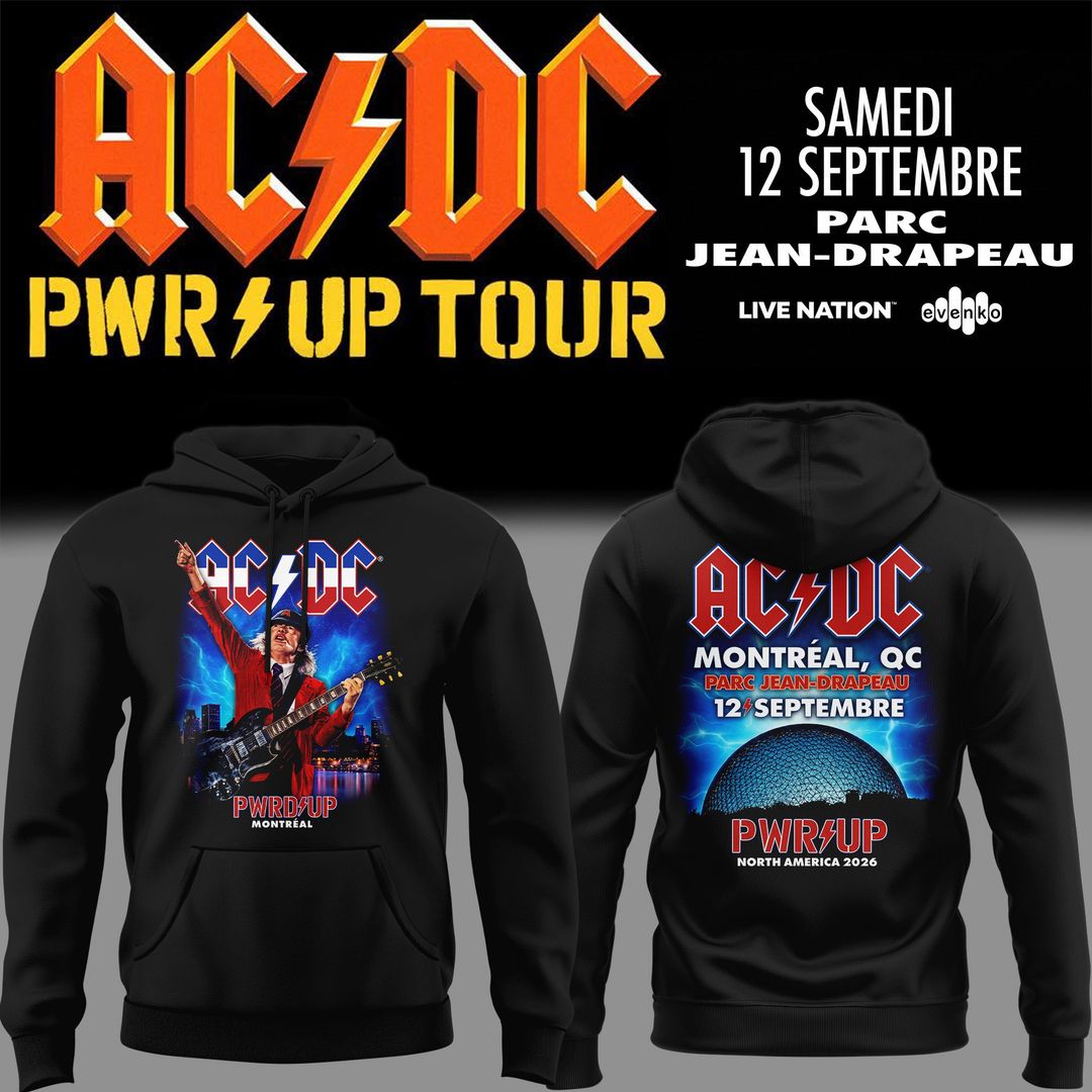 01.01. Black Hoodie AC/DC - Exclusive Montreal Event - Power Up Tour 2026 Hoodie