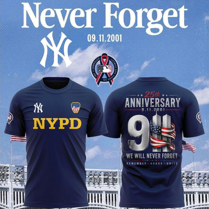 New York Yankees 25th anniversary 9/11 "NYPD" T-shirt