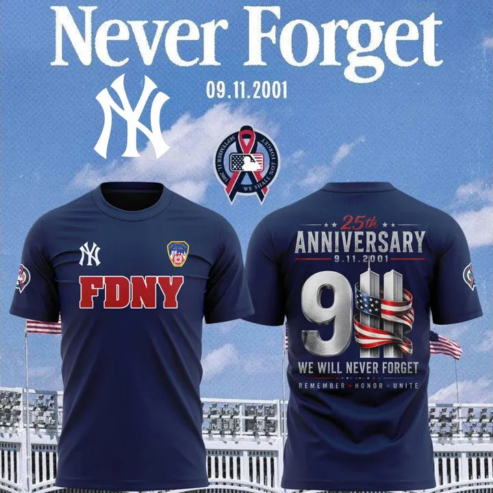 New York Yankees 25th anniversary 9/11 "FDNY" T-shirt