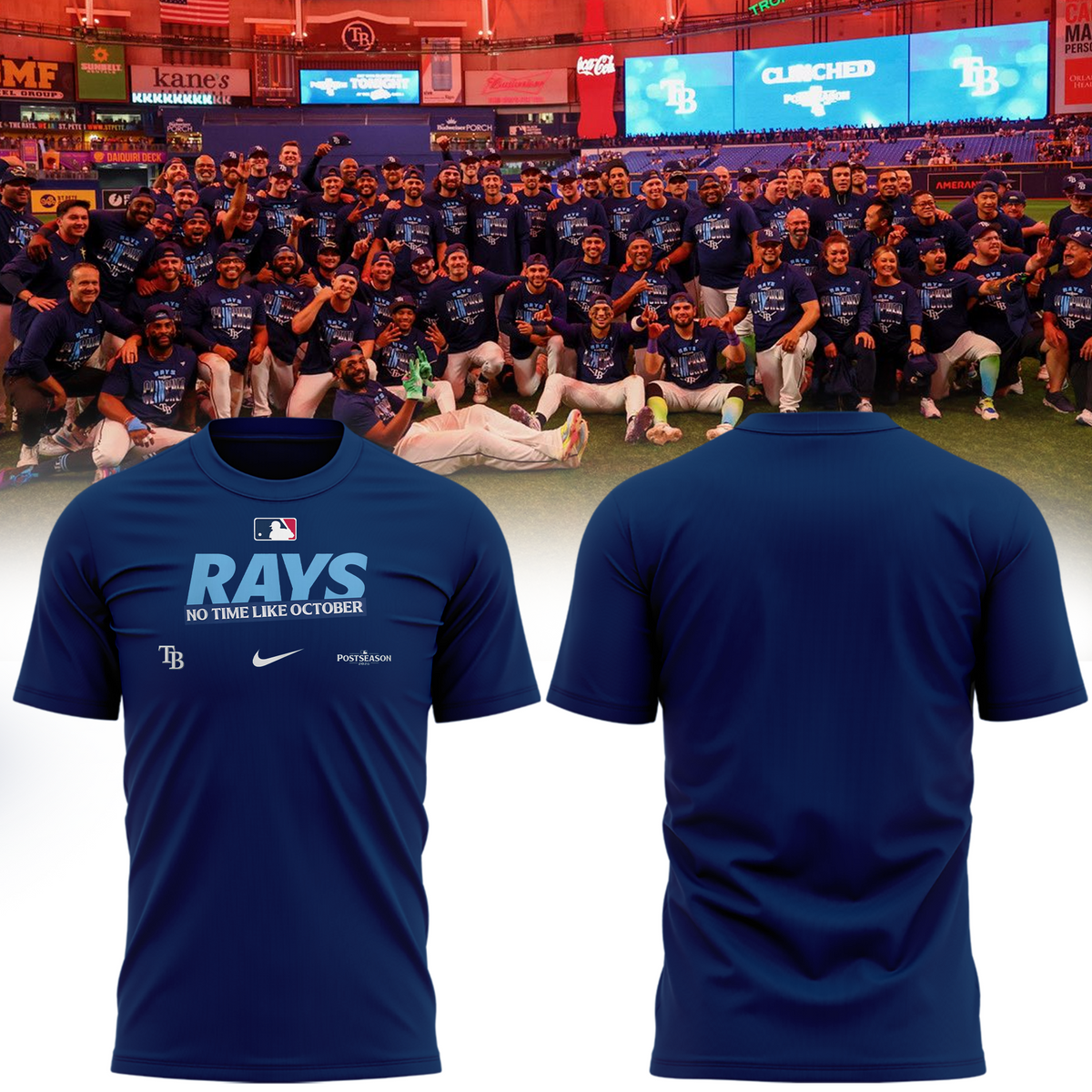 Rays No Time Like October Navy Postseason T-Shirt