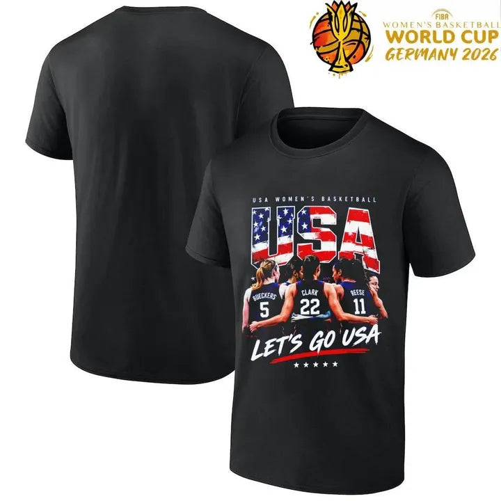 14. USA Women’s Basketball Bueckers Clark Reese Let’s Go USA FIBA World Cup T-Shirt