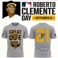 Roberto Clemente Day "The Great One" Pittsburgh Pirates Gray Graphic T-Shirt