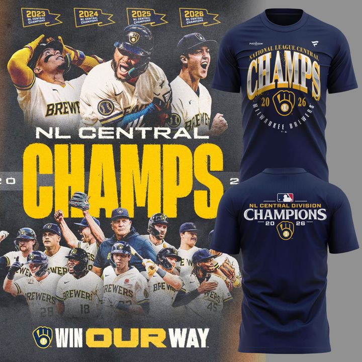 01. Milwaukee Brewers The FIRST 4-Peat in NL Central History 🏆🏆🏆🏆 Win Our Way 2026 T-Shirt