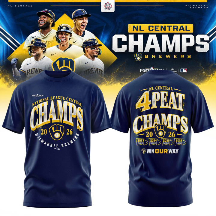 02. Navy Shirt 4-TIME CONSECUTIVE NL CENTRAL CHAMPIONS 2026🏆🏆🏆🏆 Win Our Way 2026 T-Shirt