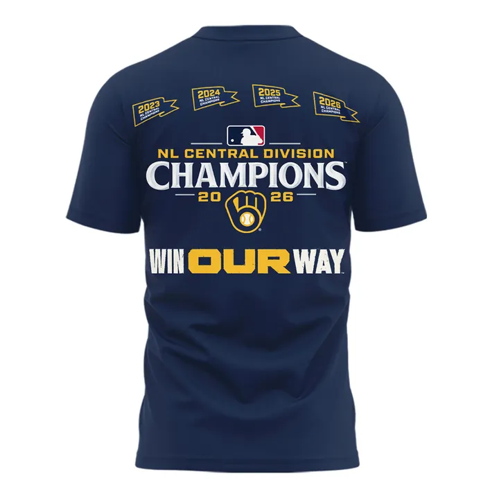 03. VIP Milwaukee Brewers Fanatics Navy 2026 NL Central Division Champions T-Shirt🏆🏆🏆🏆 Win Our Way 2026 T-Shirt
