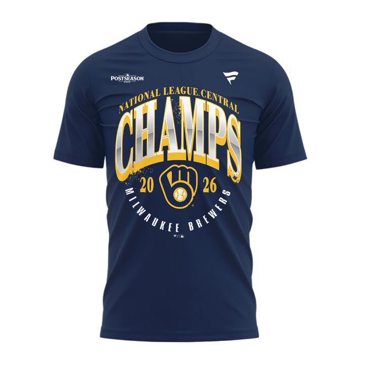 03. VIP Milwaukee Brewers Fanatics Navy 2026 NL Central Division Champions T-Shirt🏆🏆🏆🏆 Win Our Way 2026 T-Shirt