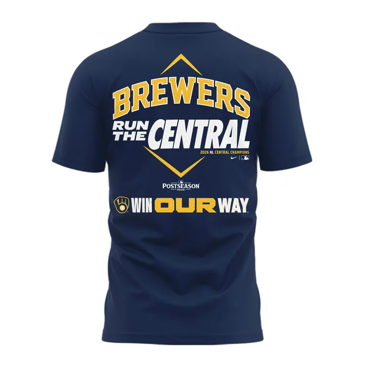 03.06. Milwaukee Brewers Fanatics Navy 2026 NL Central Division Champions T-Shirt🏆🏆🏆🏆 Win Our Way 2026 T-Shirt