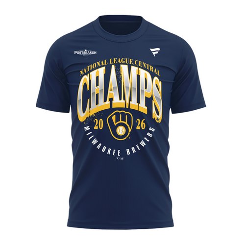 03.06. Milwaukee Brewers Fanatics Navy 2026 NL Central Division Champions T-Shirt🏆🏆🏆🏆 Win Our Way 2026 T-Shirt