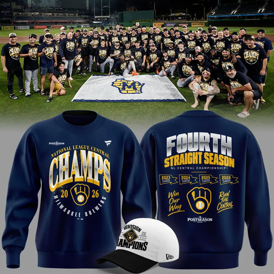 Milwaukee Brewers Fanatics 2026 NL Central Division Champions Locker Room Sweatshirt - Navy