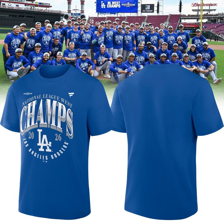 Los Angeles Dodgers Fanatics 2026 NL West Division Champions Locker Room T-Shirt - Royal