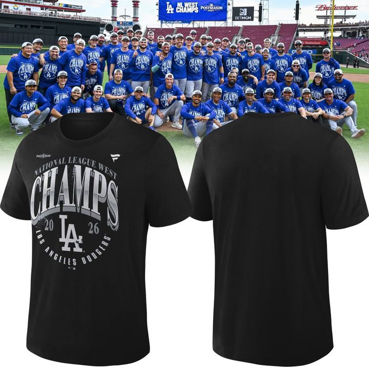 Los Angeles Dodgers Fanatics 2026 NL West Division Champions Locker Room T-Shirt - Black