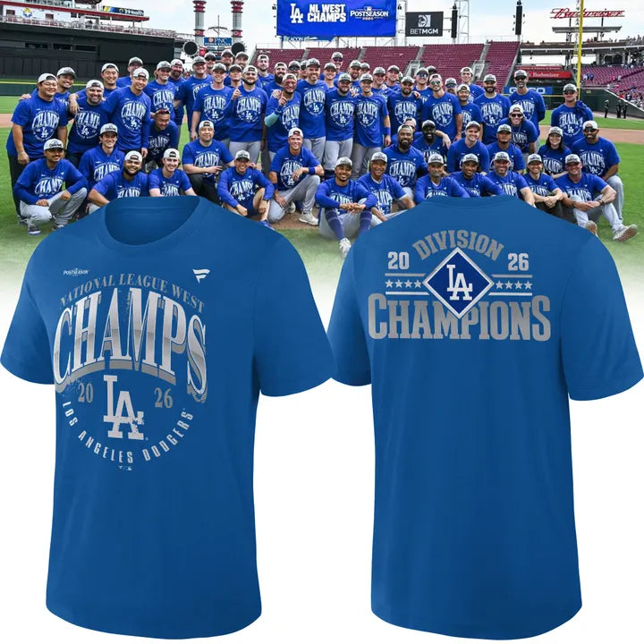 1. Los Angeles Dodgers Fanatics 2026 NL West Division Champions Locker Room T-Shirt - Royal