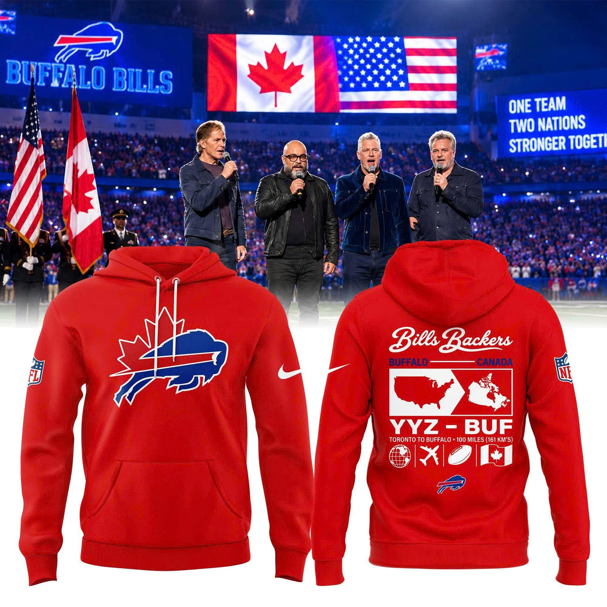 Unisex Red Buffalo Bills Canada "Bills Backers" Pullover Hoodie
