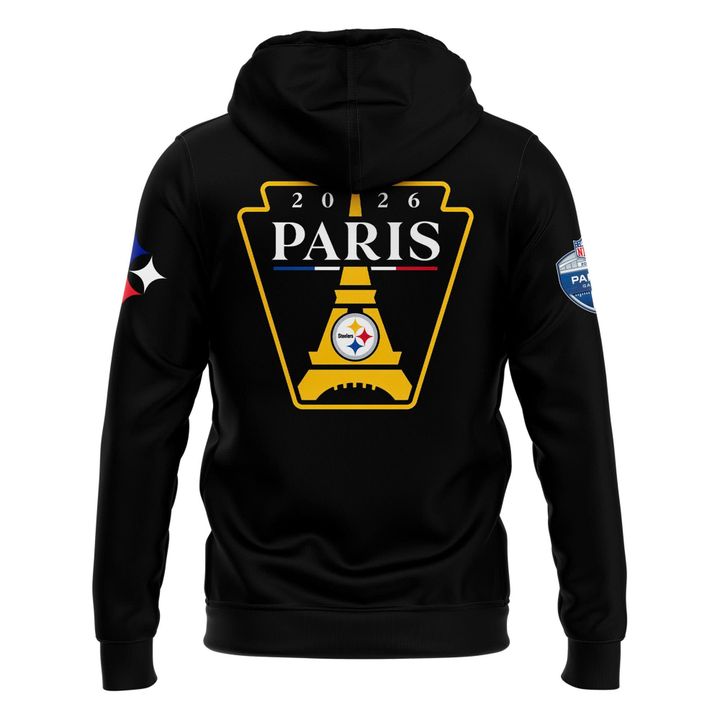 Pittsburgh Steelers Paris 2026 Pittsburgh to Paris Black Hoodie