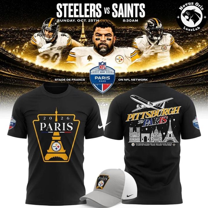 Pittsburgh Steelers 2026 Paris Game Graphic T-Shirt - Black