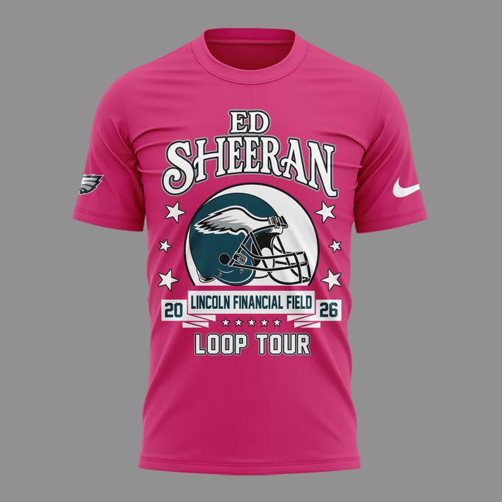 09. Pink Shirt Ed Sheeran - Loop Tour 2026 x Philadelphia Eagles T-Shirt