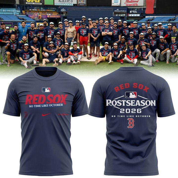 Boston Red Sox 2026 Postseason T-Shirt - No Time Like October Navy Blue Tee