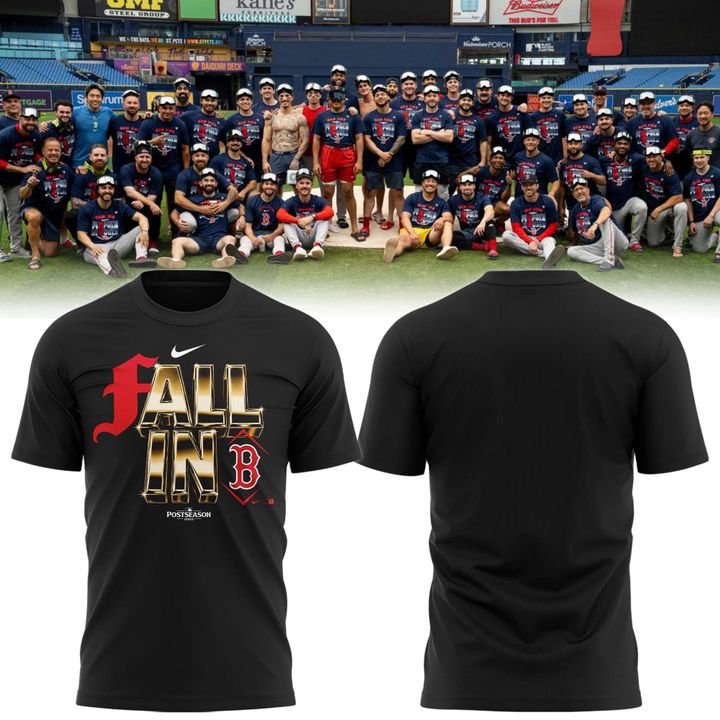 Boston Red Sox 2026 Postseason T-Shirt - Fall In October Plain Back Black Tee