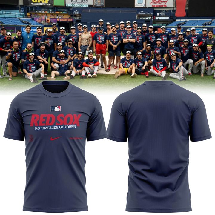 Boston Red Sox 2026 Postseason T-Shirt - No Time Like October Plain Back Navy Tee