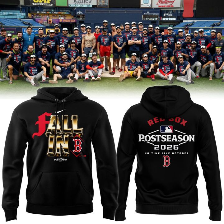 Boston Red Sox 2026 Postseason Hoodie - Fall In October Black Pullover