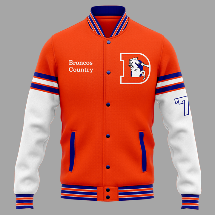 1.Exclusive Version Denver Broncos Throw Back Bomber Jacket