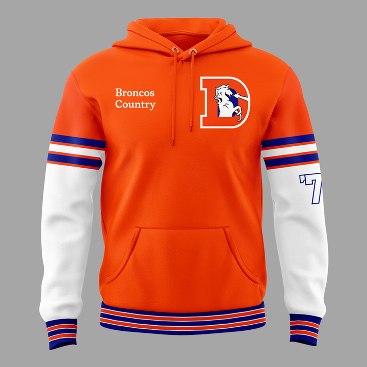 1.Exclusive Version Denver Broncos Throw Back Hoodie
