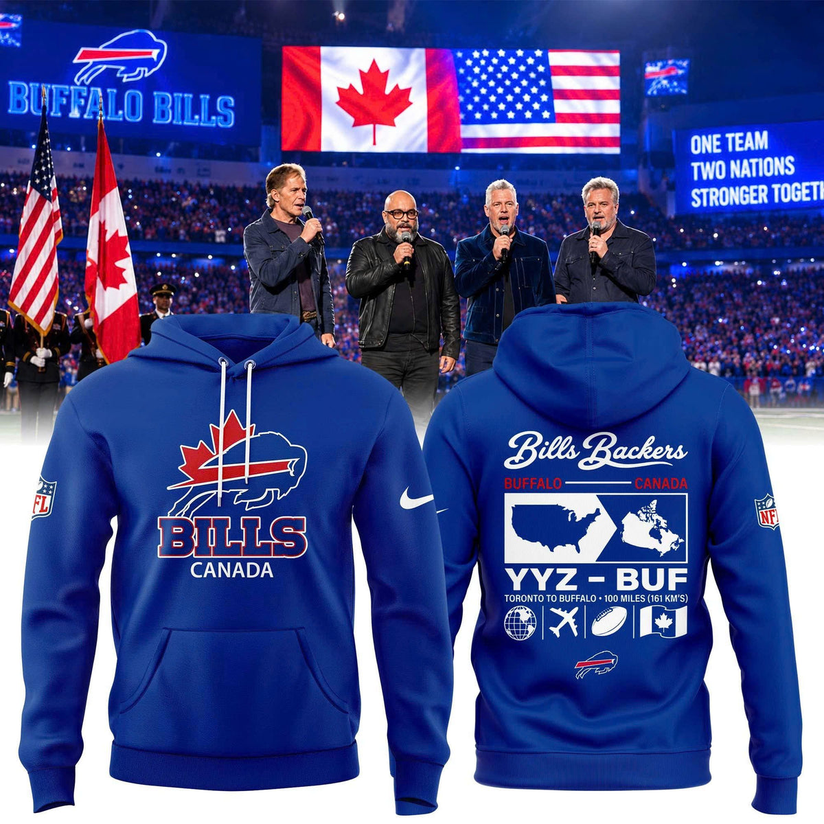 Unisex Blue Buffalo Bills Canada "Bills Backers" Special Pullover Hoodie