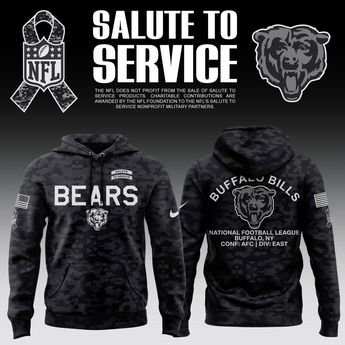 Unisex Chicago Bears 2026 NFL Salute to Service Camo Hoodie