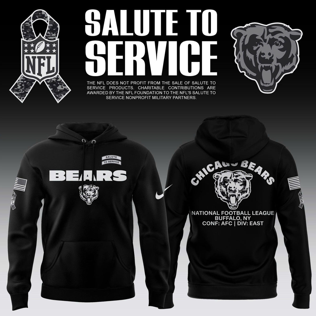 Unisex Chicago Bears 2026 NFL Salute to Service Hoodie