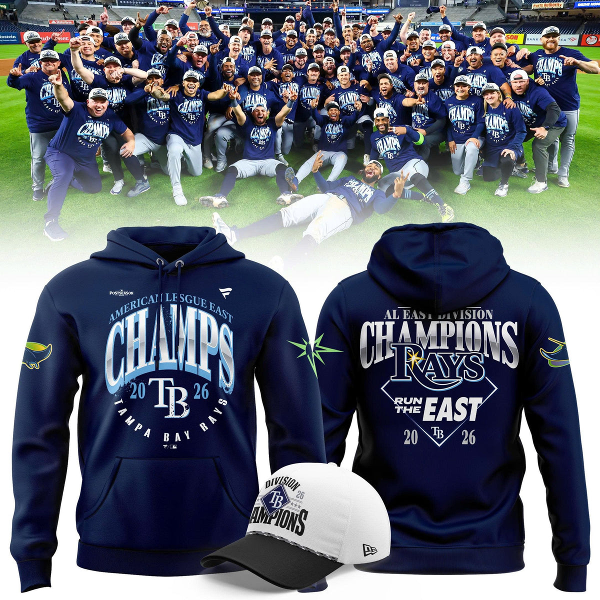 Tampa Bay Rays 2026 American League East Champs Navy Blue Fleece Hoodie